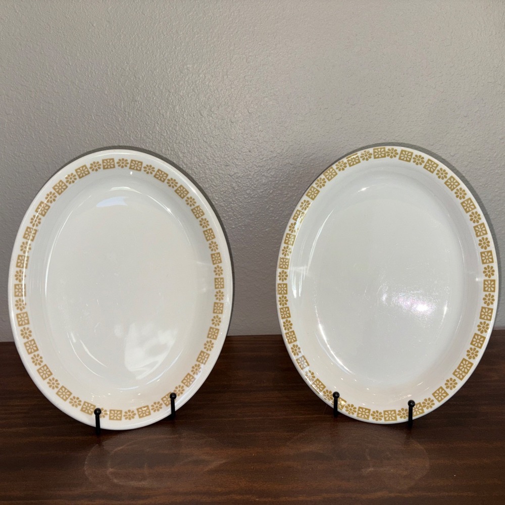 Vintage set of 2 Shenango China Restaurant Ware Oval Platter floral pattern
